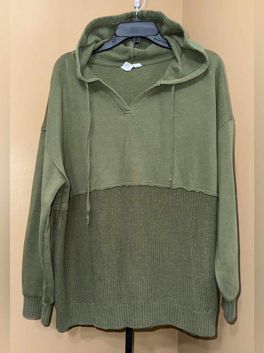 🌼TIME & TRU Olive Hooded Knit Sweater. Size XL.🌼
